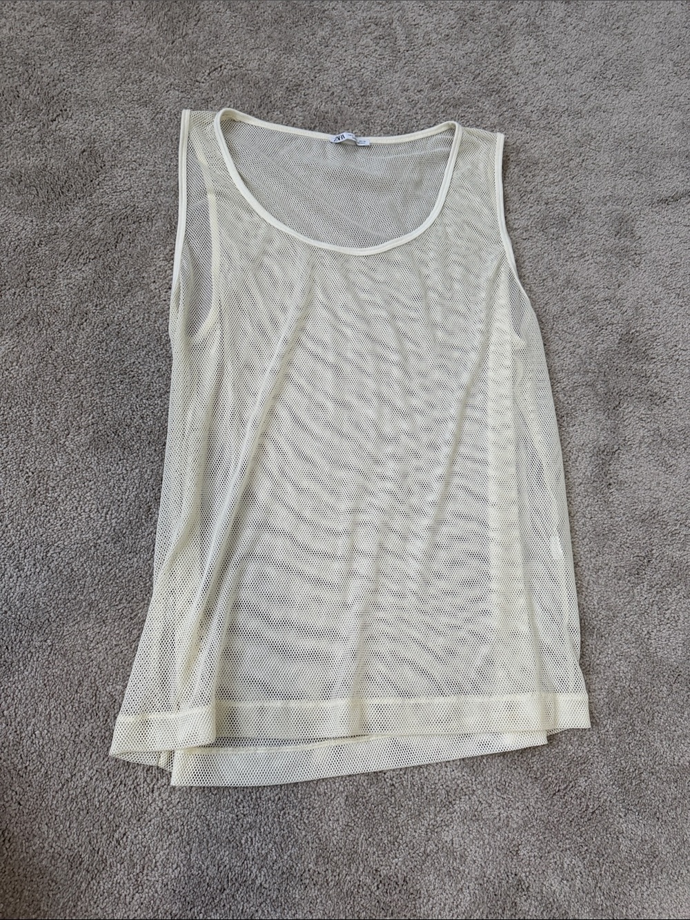 Zara Light Cream Mesh Tank Top for Men